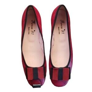 NEW Ferca 81 Burgundy and Black Italian Made Leather Ballet Flats Size 39